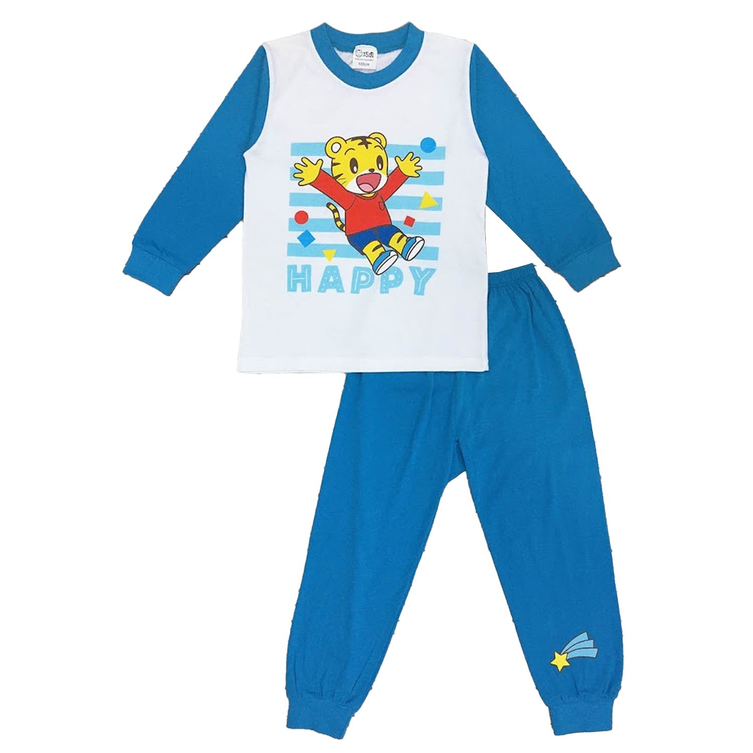 100%純棉兒童長袖薄套裝-藍 (100cm)