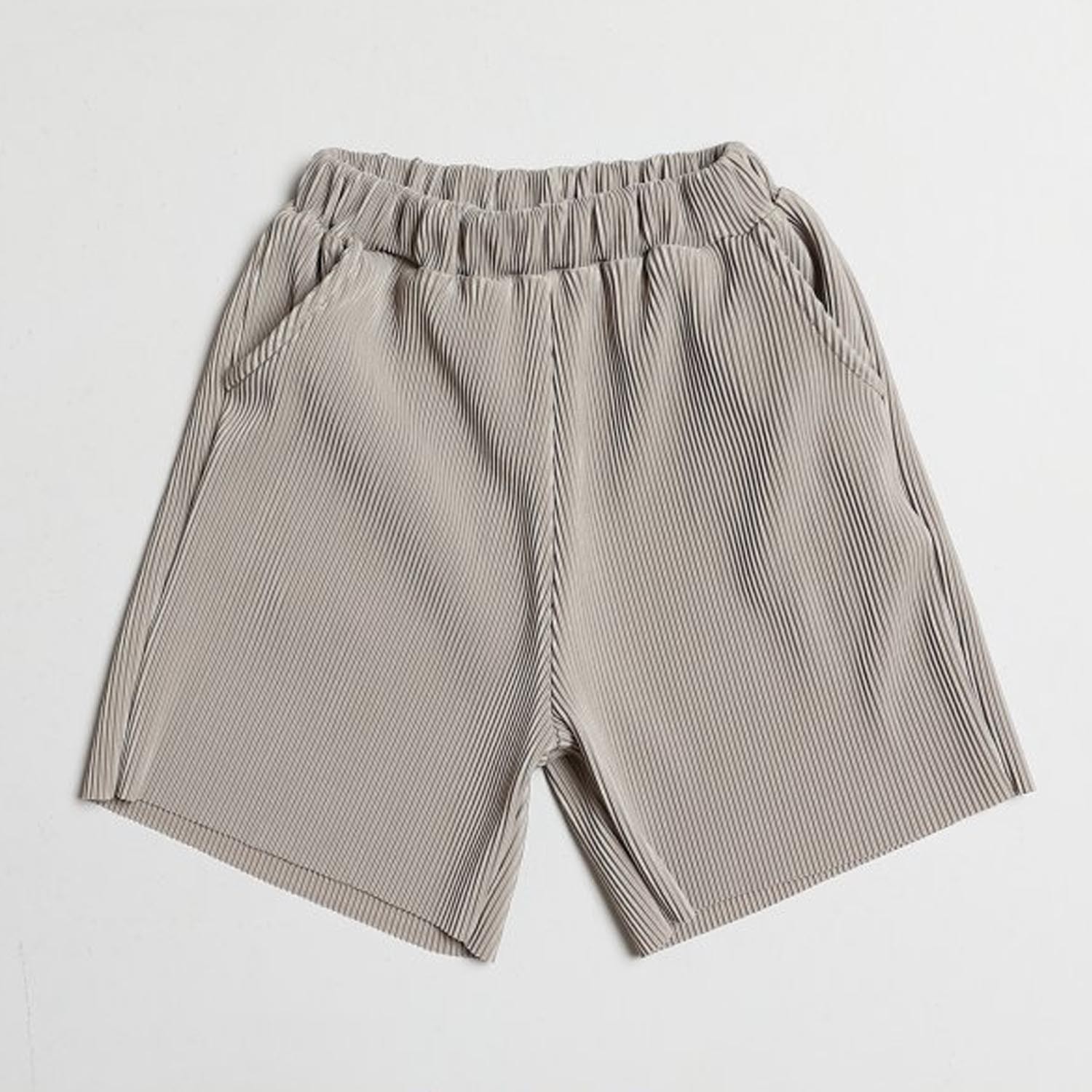 鬆緊腰雙邊口袋紋路感5分短褲-摩卡 (5[~93cm])