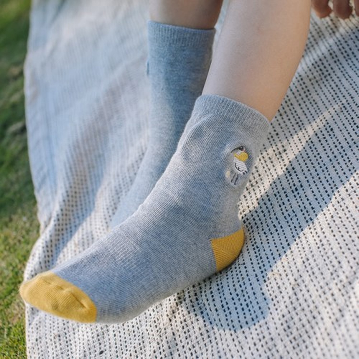 抗菌除臭中筒襪(親子襪)-黑面琵鷺-灰 (腳長12-14cm_止滑)-團購專案