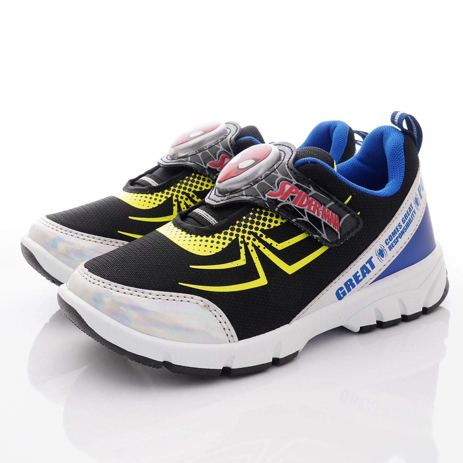 台灣製蜘蛛人電燈運動鞋(中小童段)-運動鞋-黑藍 (17cm)
