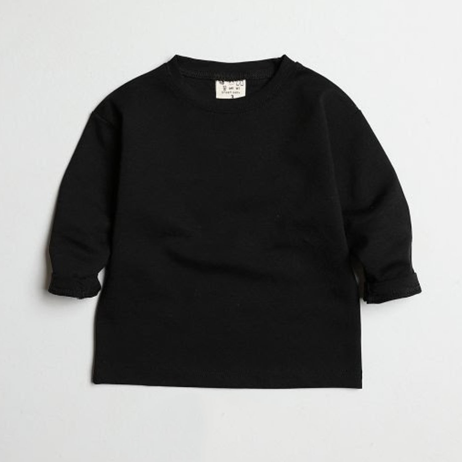 棉混紡彈力素色T-黑 (5[90-95cm])