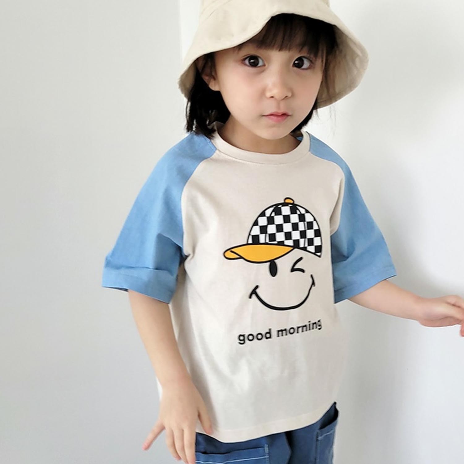 棒球帽小子拼接色T-白 (5號[90-95cm])