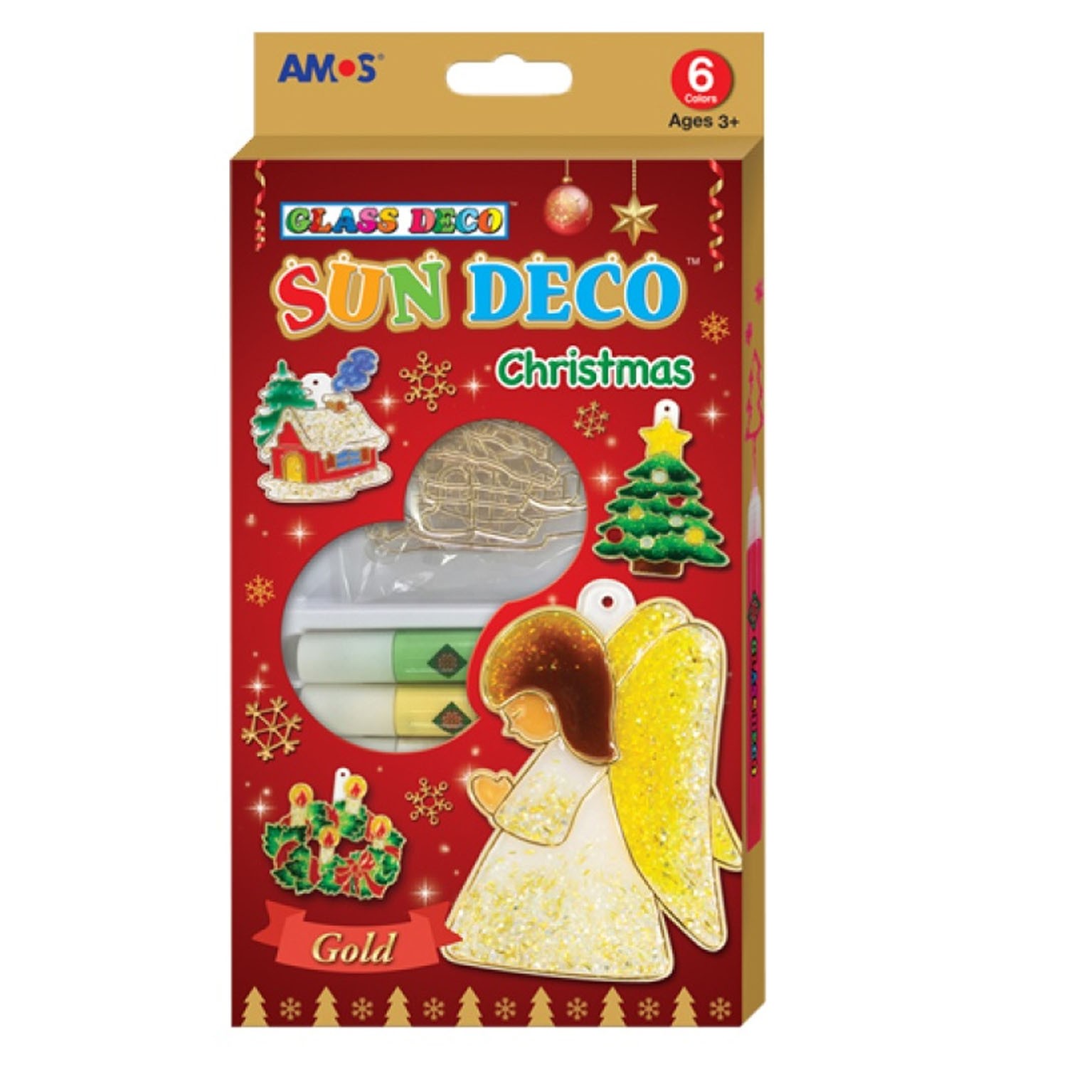 6色聖誕節主題吊飾玻璃彩繪膠