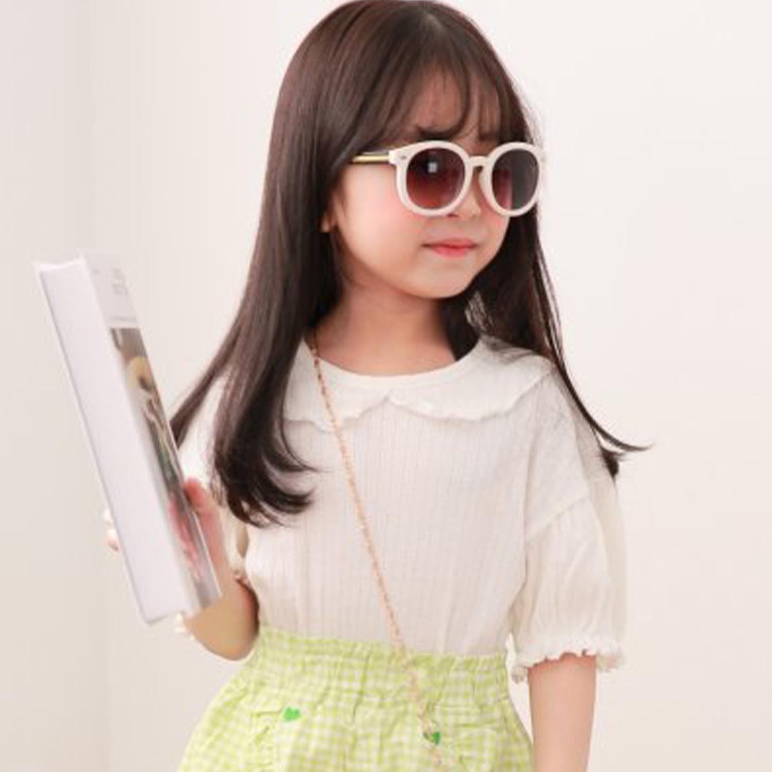 荷葉領針織上衣-象牙白 (5號90-95cm])