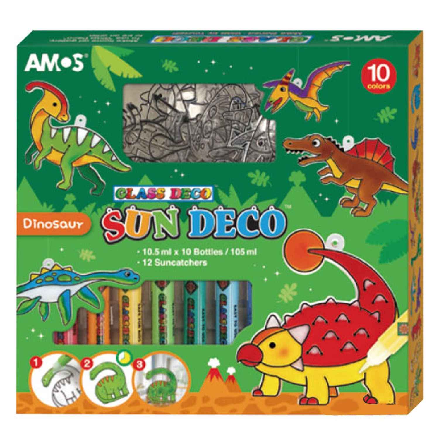 10色恐龍主題吊飾玻璃彩繪膠