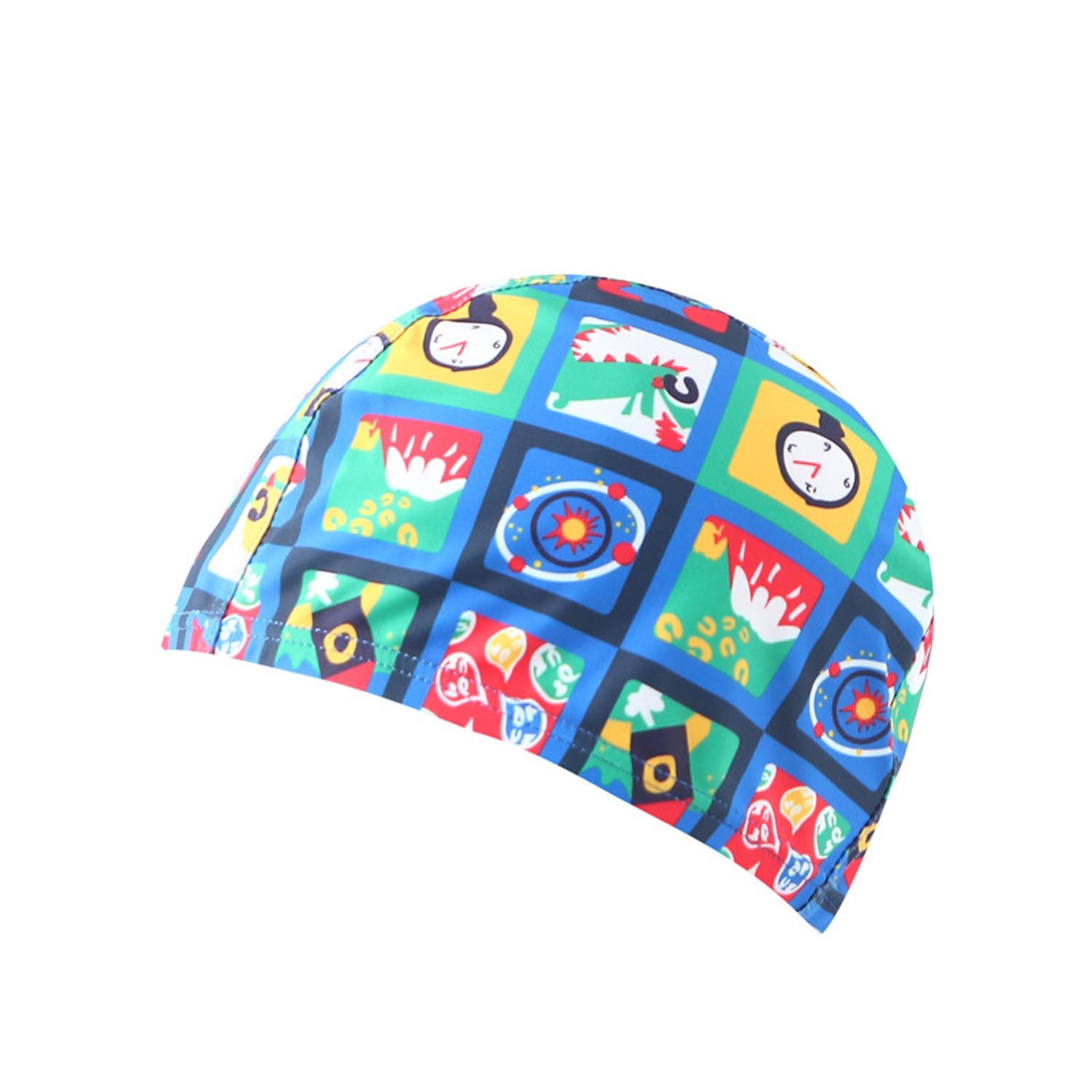 兒童泳帽-火箭+時鐘+恐龍-深藍色 (頭圍48cm)