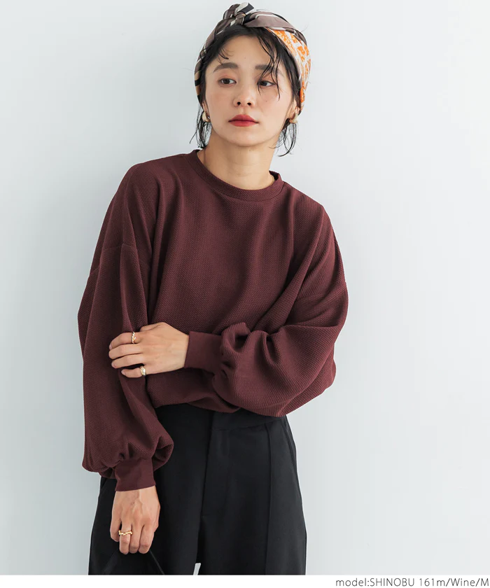 日本 COCA - 小立領落肩澎澎袖上衣-黑