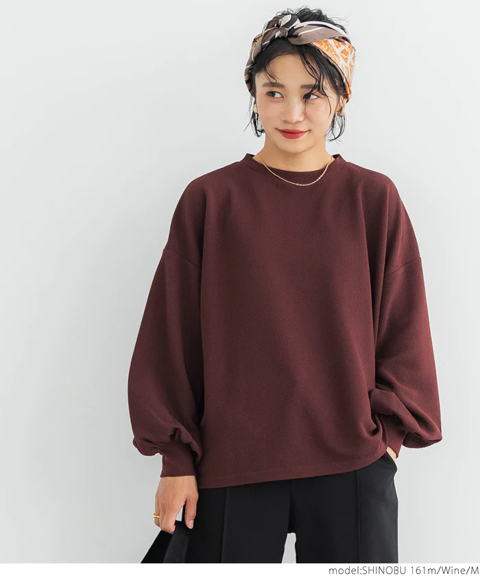 日本 COCA - 小立領落肩澎澎袖上衣-黑