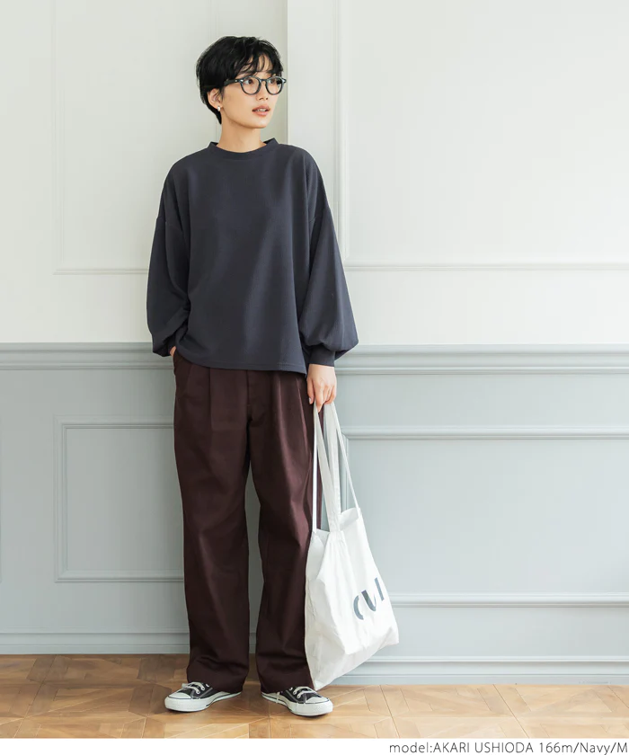 日本 COCA - 小立領落肩澎澎袖上衣-黑