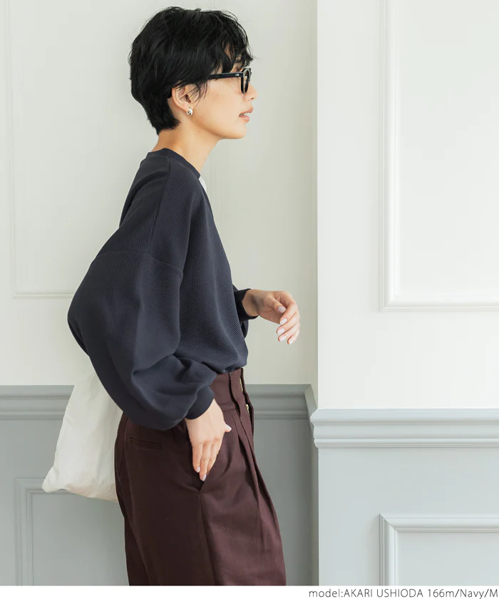 日本 COCA - 小立領落肩澎澎袖上衣-黑