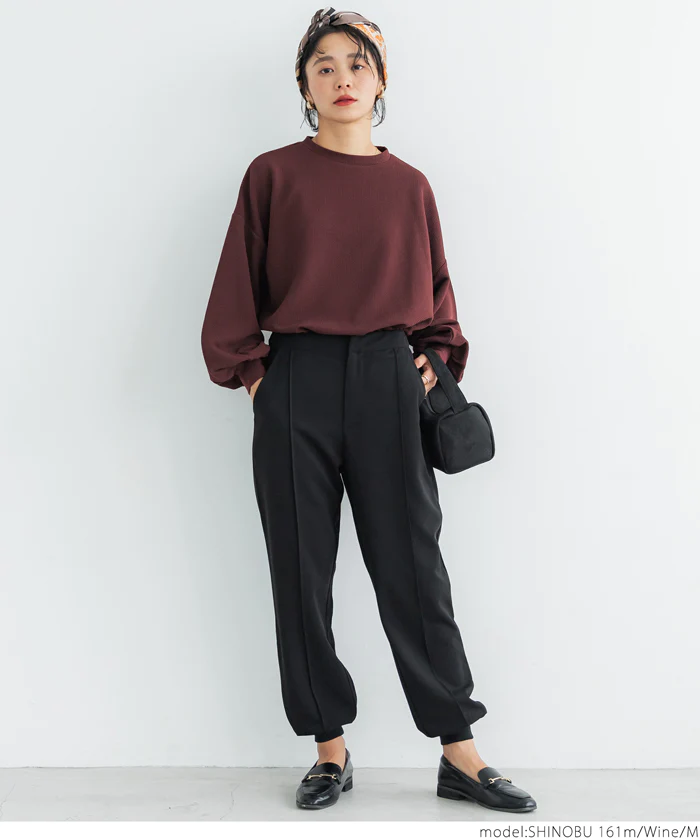 日本 COCA - 小立領落肩澎澎袖上衣-黑