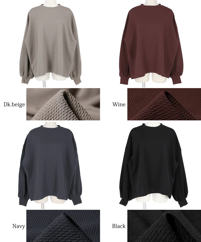 日本 COCA - 小立領落肩澎澎袖上衣-黑