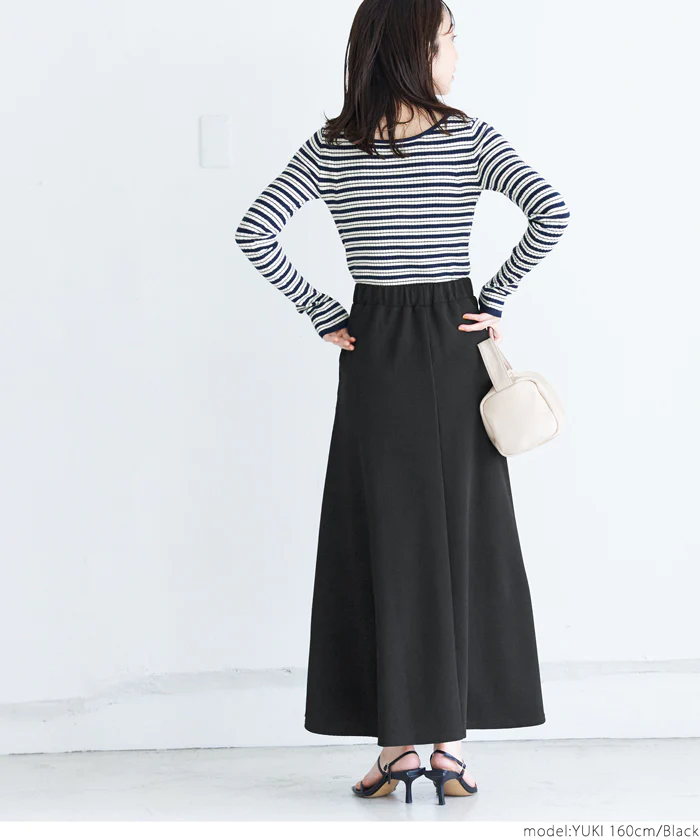 日本 COCA - A字顯瘦休閒長裙-素色-酒紅