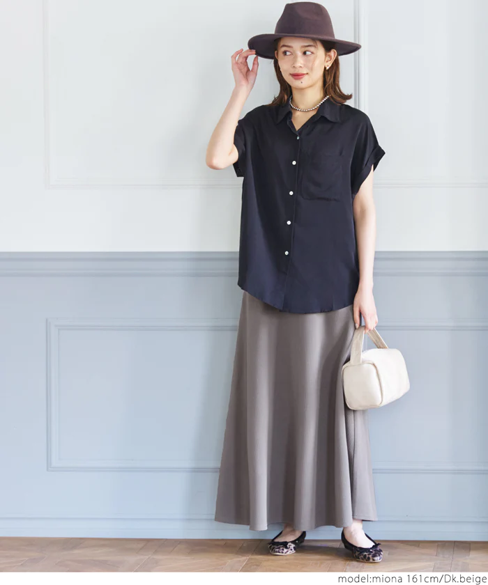 日本 COCA - A字顯瘦休閒長裙-素色-酒紅