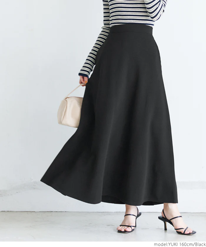 日本 COCA - A字顯瘦休閒長裙-素色-酒紅