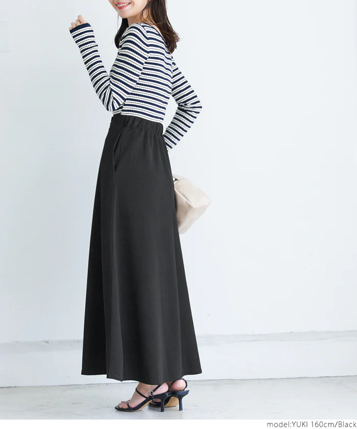 日本 COCA - A字顯瘦休閒長裙-素色-酒紅