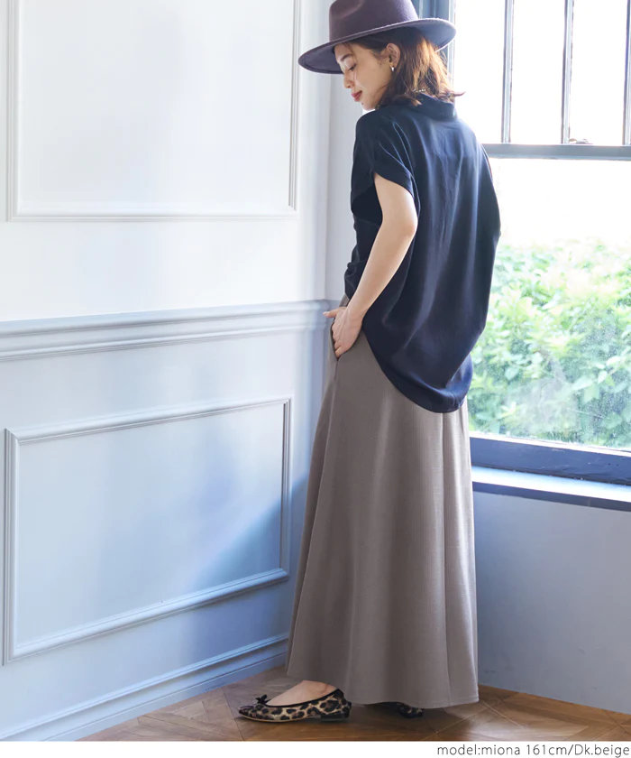 日本 COCA - A字顯瘦休閒長裙-素色-酒紅