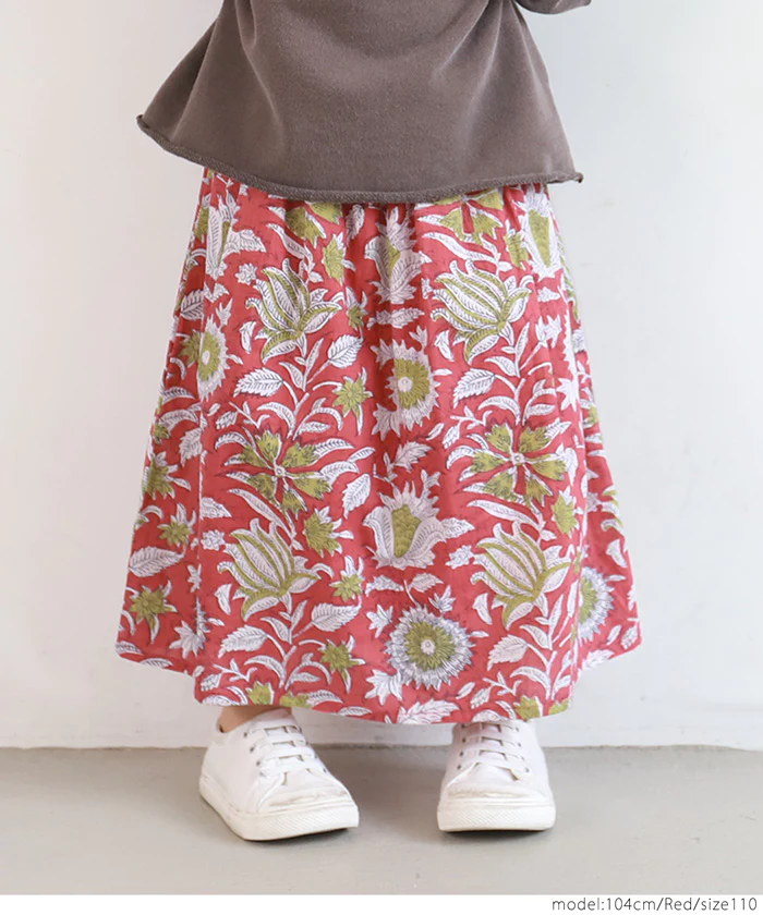 日本 COCA - 印度棉 手染印花修身長裙-孩子-黑藍