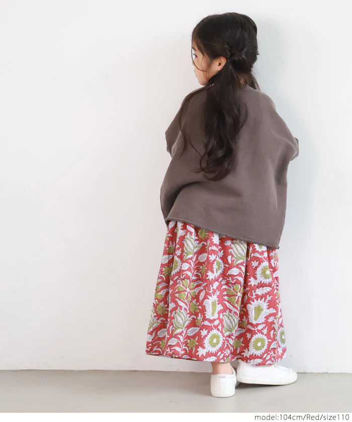 日本 COCA - 印度棉 手染印花修身長裙-孩子-黑藍