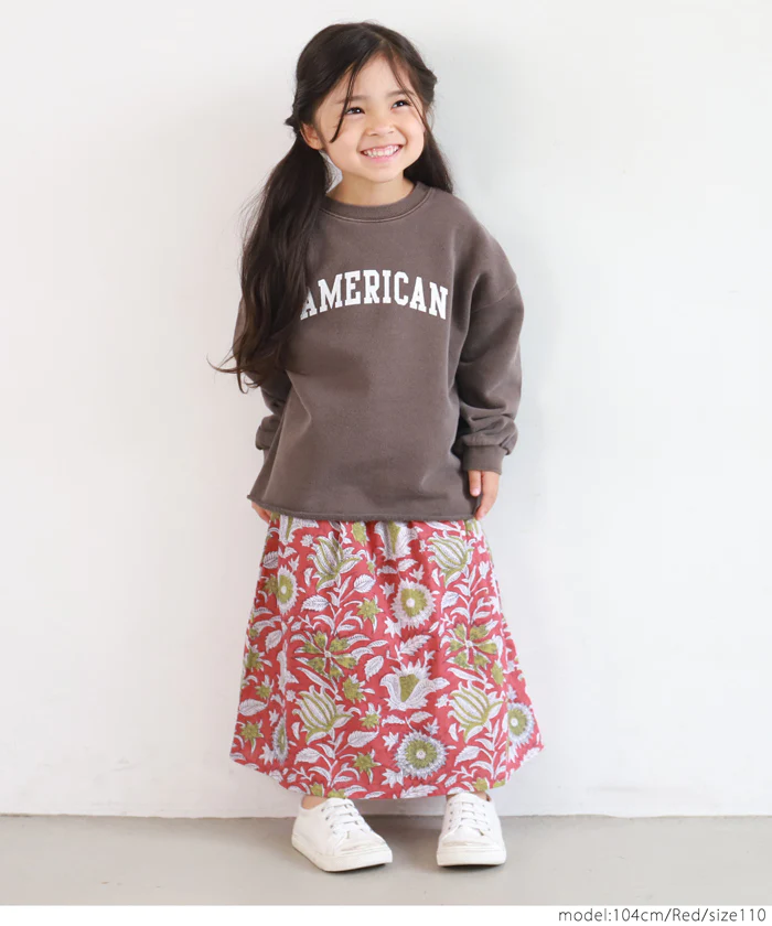 日本 COCA - 印度棉 手染印花修身長裙-孩子-黑藍