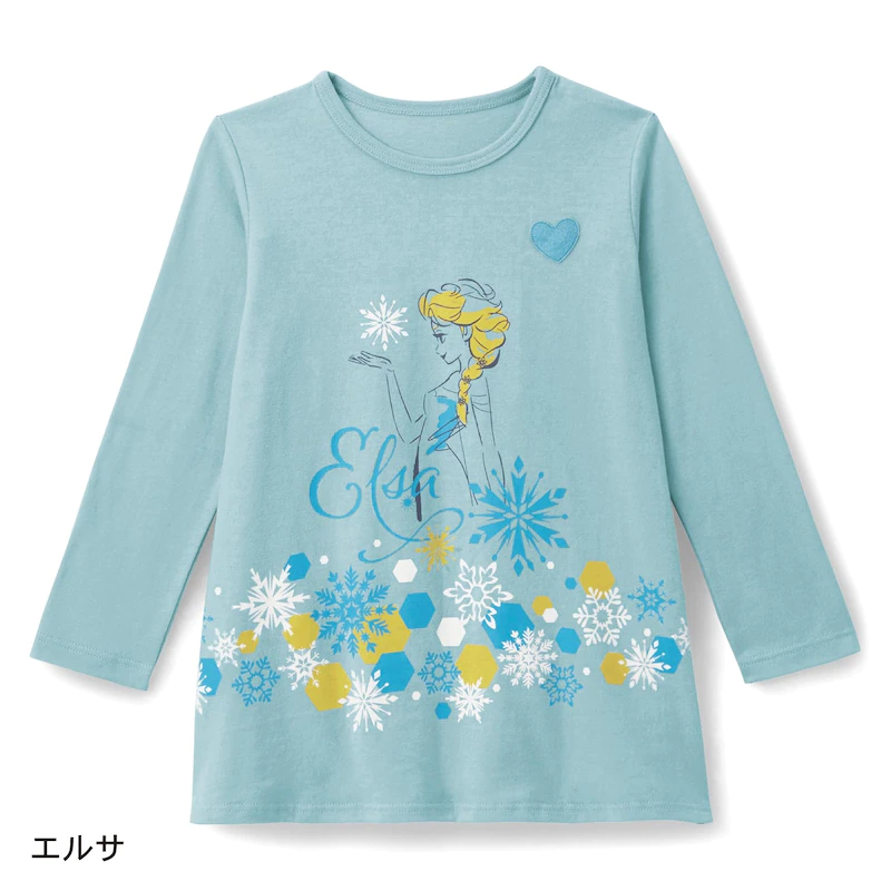 日本千趣會 - 迪士尼印花拼接長袖上衣-艾莉兒-薄荷綠