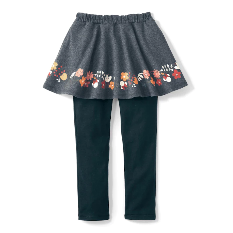 日本千趣會 - 迪士尼印花內搭褲裙-艾莎雪花-深藍