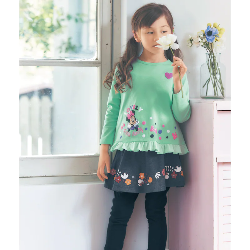 日本千趣會 - 迪士尼印花內搭褲裙-艾莎雪花-深藍