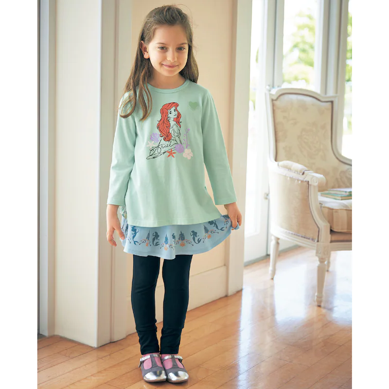 日本千趣會 - 迪士尼印花內搭褲裙-艾莎雪花-深藍