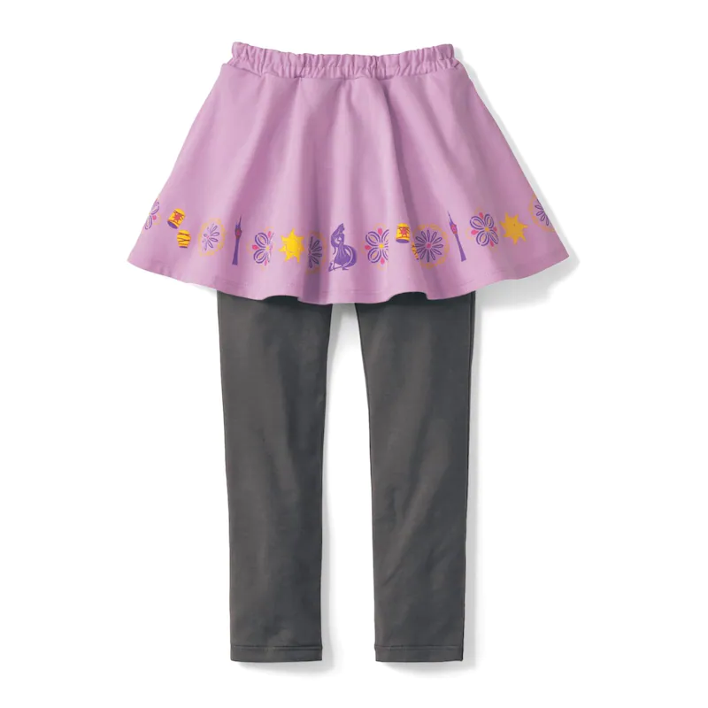 日本千趣會 - 迪士尼印花內搭褲裙-艾莎雪花-深藍