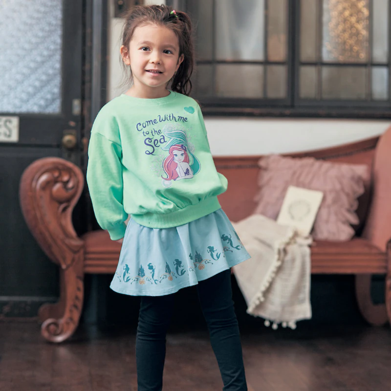 日本千趣會 - 迪士尼印花內搭褲裙-艾莎雪花-深藍