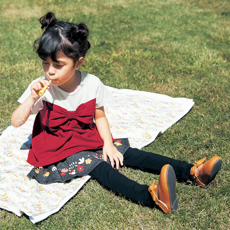 日本千趣會 - 迪士尼印花內搭褲裙-艾莎雪花-深藍