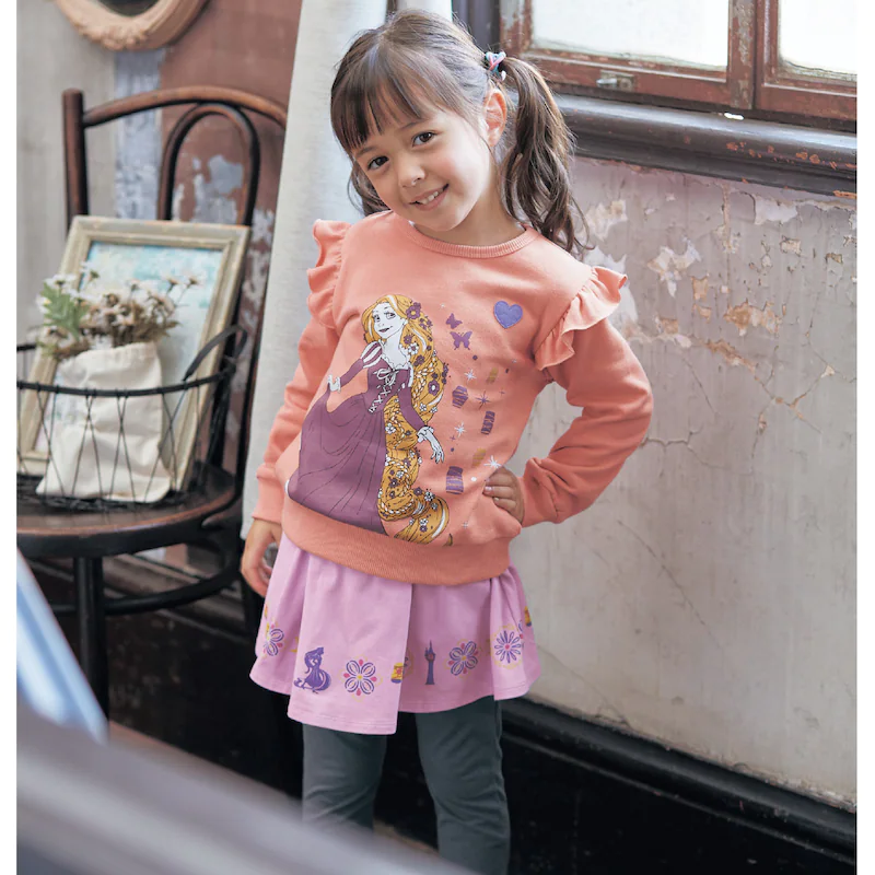 日本千趣會 - 迪士尼印花內搭褲裙-艾莎雪花-深藍