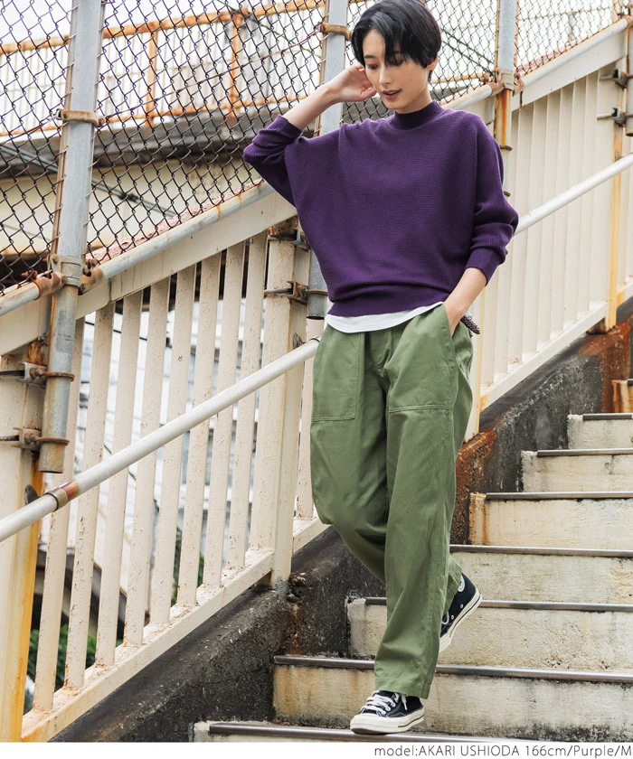 日本 COCA - 圓領舒適羅紋針織上衣-淺灰米