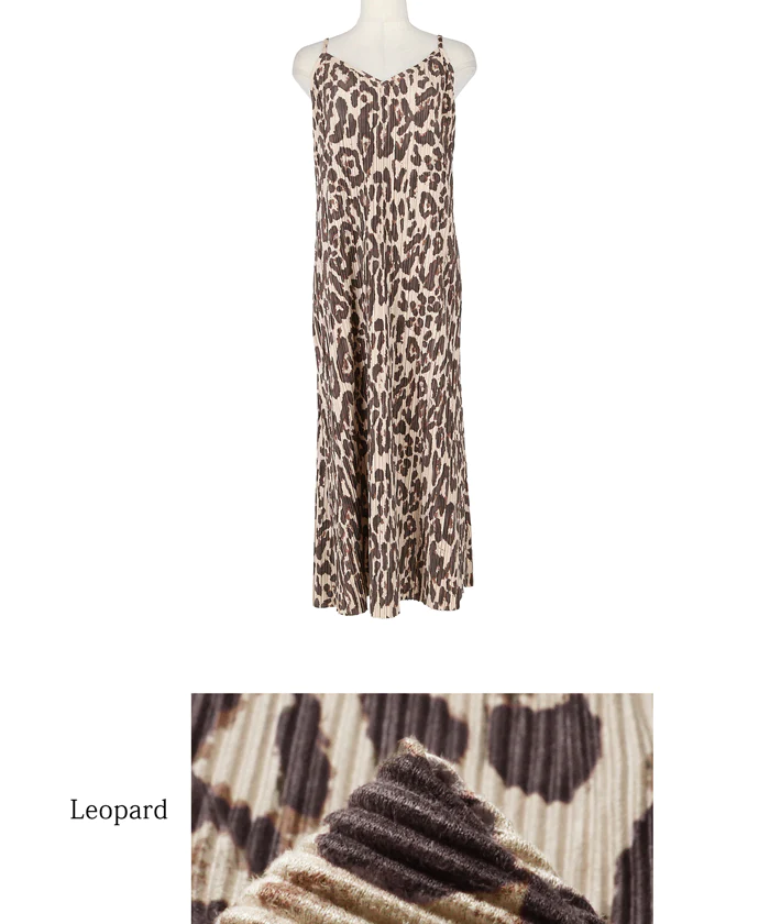 日本 COCA - 時尚豹紋吊帶裙-大人-可可杏