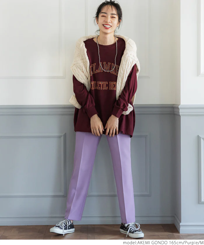 日本 COCA - 優雅日常打褶西裝褲-丁香紫