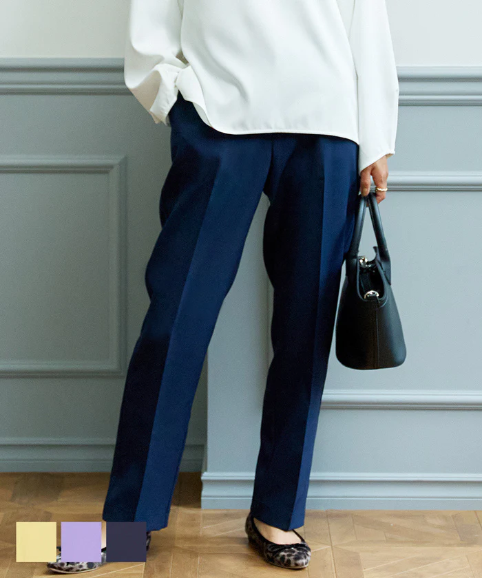 日本 COCA - 優雅日常打褶西裝褲-丁香紫