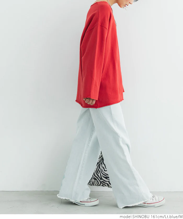 日本 COCA - 修身垂墜丹寧寬褲-淺藍