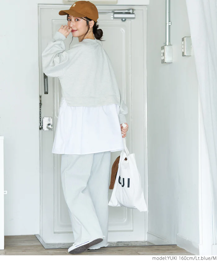 日本 COCA - 修身垂墜丹寧寬褲-淺藍