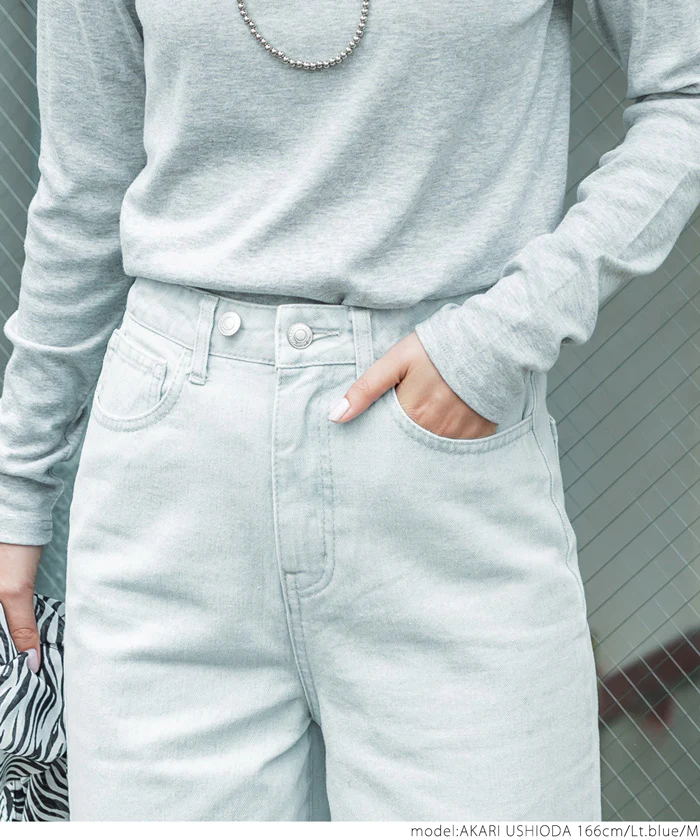 日本 COCA - 修身垂墜丹寧寬褲-淺藍