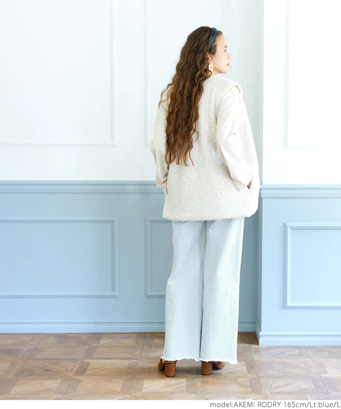 日本 COCA - 修身垂墜丹寧寬褲-淺藍