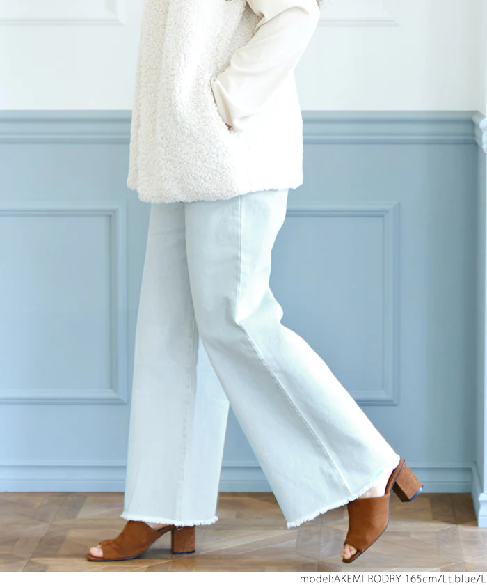 日本 COCA - 修身垂墜丹寧寬褲-淺藍