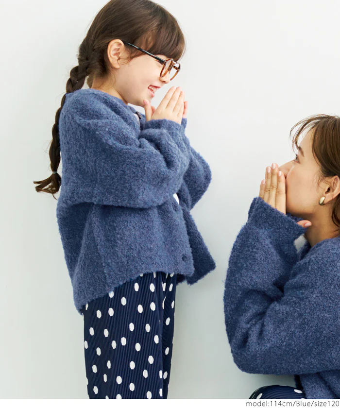 日本 COCA - 捲捲毛絨泡泡袖針織外套-孩子-萊姆黃