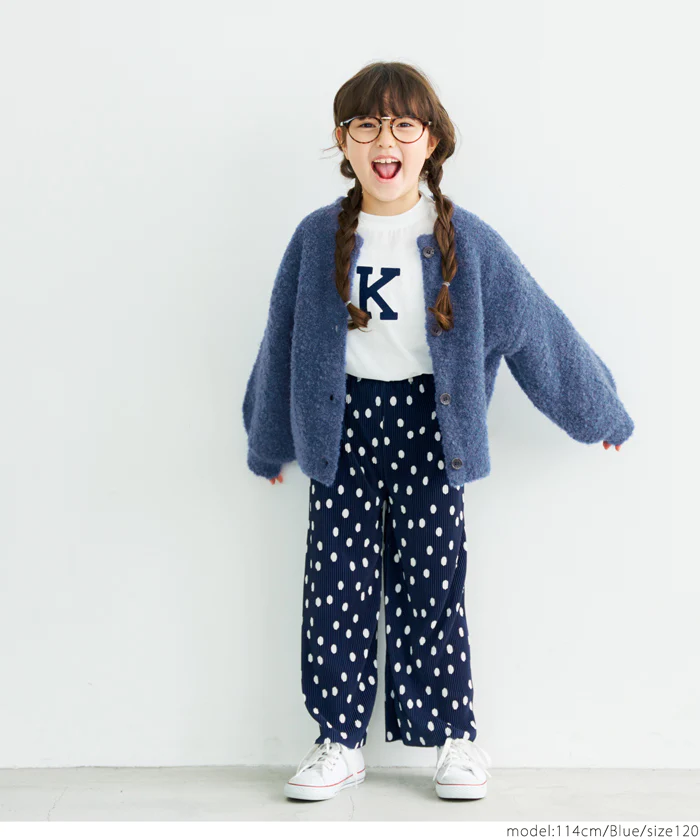 日本 COCA - 捲捲毛絨泡泡袖針織外套-孩子-萊姆黃