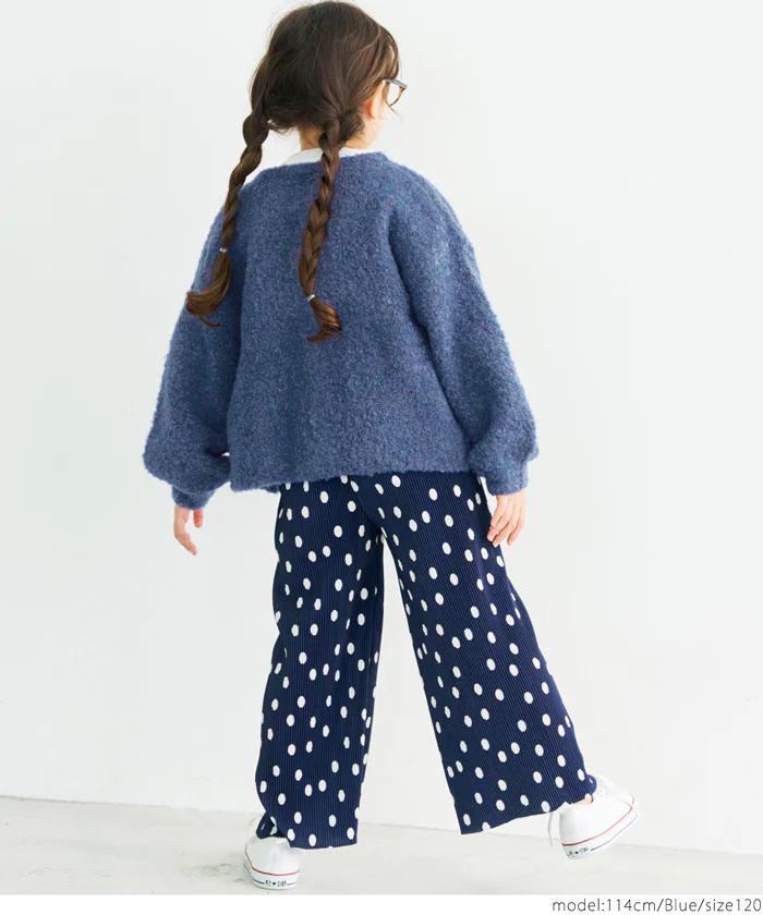 日本 COCA - 捲捲毛絨泡泡袖針織外套-孩子-萊姆黃