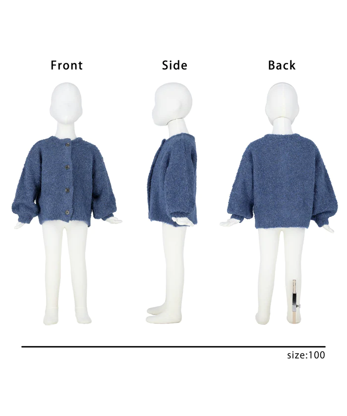 日本 COCA - 捲捲毛絨泡泡袖針織外套-孩子-萊姆黃